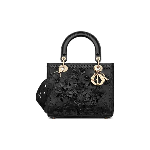 DIOR Cow Leather DaiFeng Bag One Shoulder Handbag Medium Size Women's Black