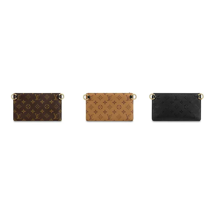 LOUIS VUITTON Lv3 Lambskin Clutch, Crossbody Bag, Shoulder Bag Women's Brown/Caramel/Black-3