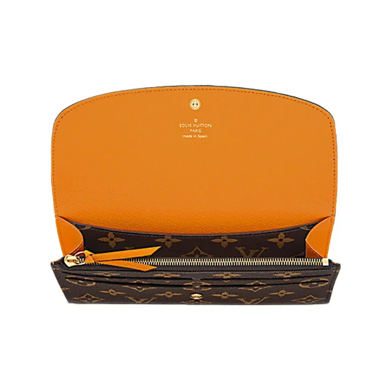 LOUIS VUITTON Emilie Coated Canvas Wallet Regular Women's Brown/Orange-3