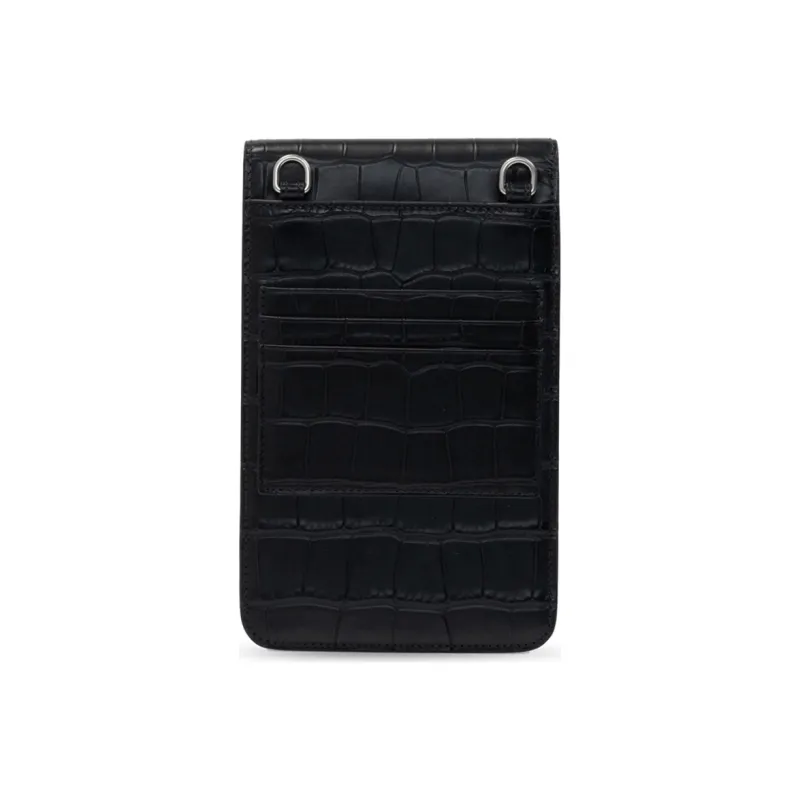 Balenciaga Cash Leather Card Holder Crossbody Bag With Cell Phone Pouch Regular Men's Black-2