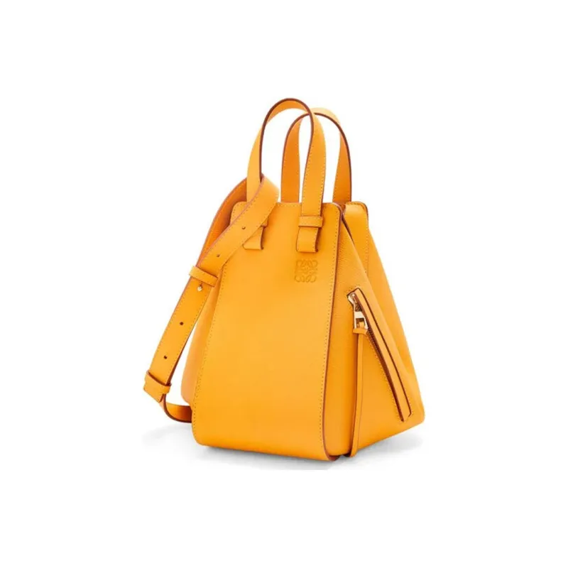 LOEWE Hammock Cow Leather One Shoulder Handbags Small Size Women's Mango Yellow-1