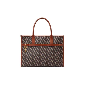 VERSACE Canvas Tote Bag Shopping Bag Handbag Unisex Brown