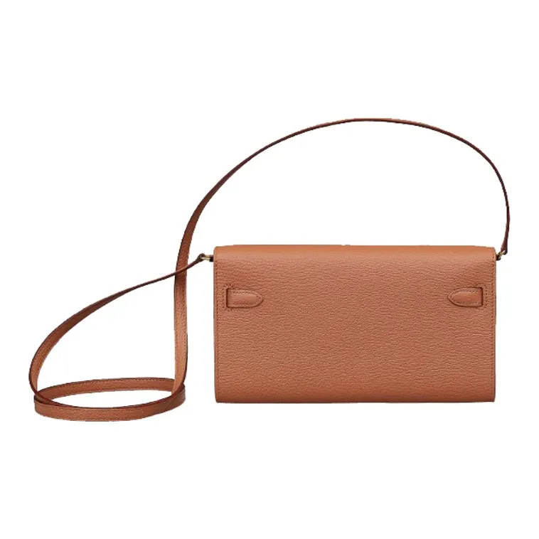 HERMES Mysore Goat Skin Wallets Handheld Shoulder Bag Crossbody Bag Women's 2J Quebracho Wood Color-1