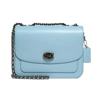COACH Madison Leather Small Square Bag Shoulder Bag, Crossbody Bag Medium Size Women's Light Lake Blue
