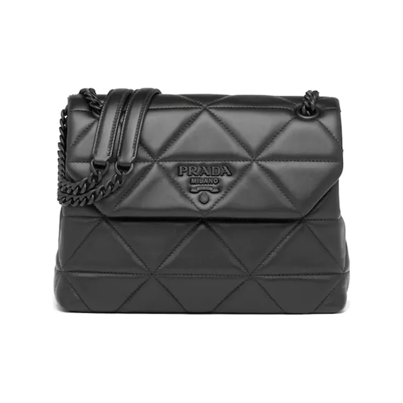 PRADA Spectrum Leather Shoulder Bag Medium Size Women's Black-0