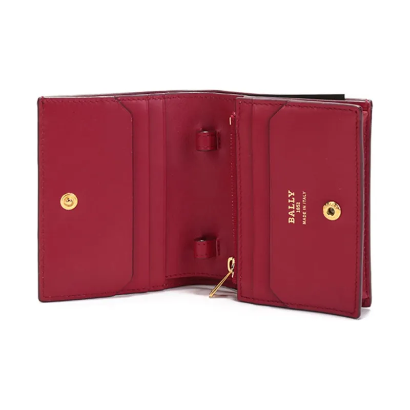 BALLY Leather Small Square Bag Crossbody Bag Shoulder Bag Mini Women's Red-5