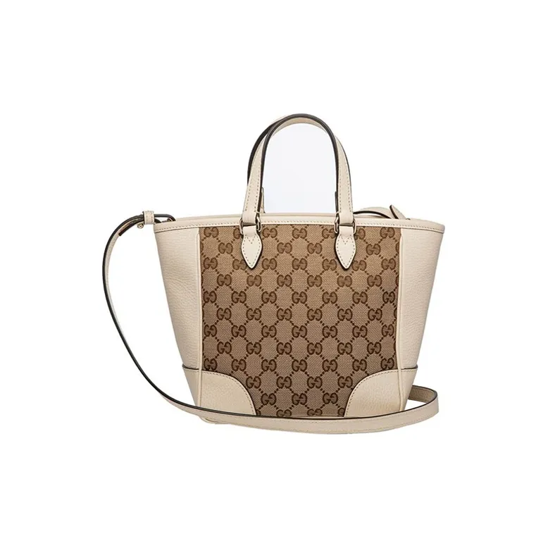 GUCCI Canvas With Leather Tote Shoulder Bag Crossbody Bag Handbag Small Size Women's Ebony/White-6