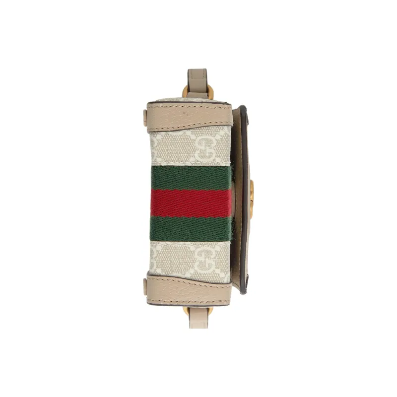 GUCCI Canvas Patchwork Leather Cigarette Case Bag Shoulder Bag Crossbody Bag Cell Phone Pouch Mini Women's White/Pink-4