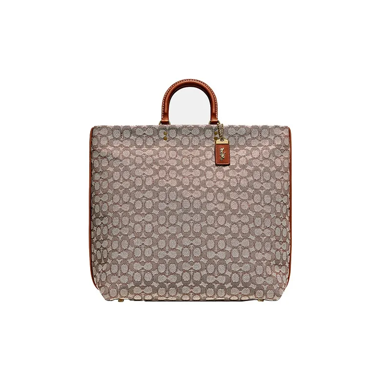 COACH Canvas Tote Bag Shopping Bag Canvas Bag Crossbody Bag One Shoulder Handbag Large Size Unisex Brown-0