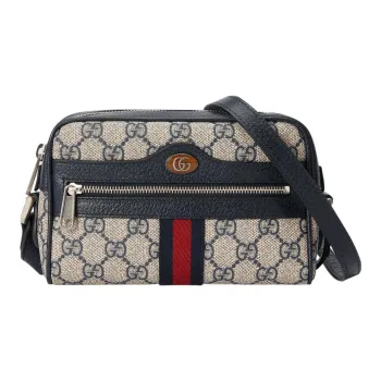 GUCCI Ophidia Leather Camera Bags One Shoulder Handbag Crossbody Bag Mini Women's Blue/Beige