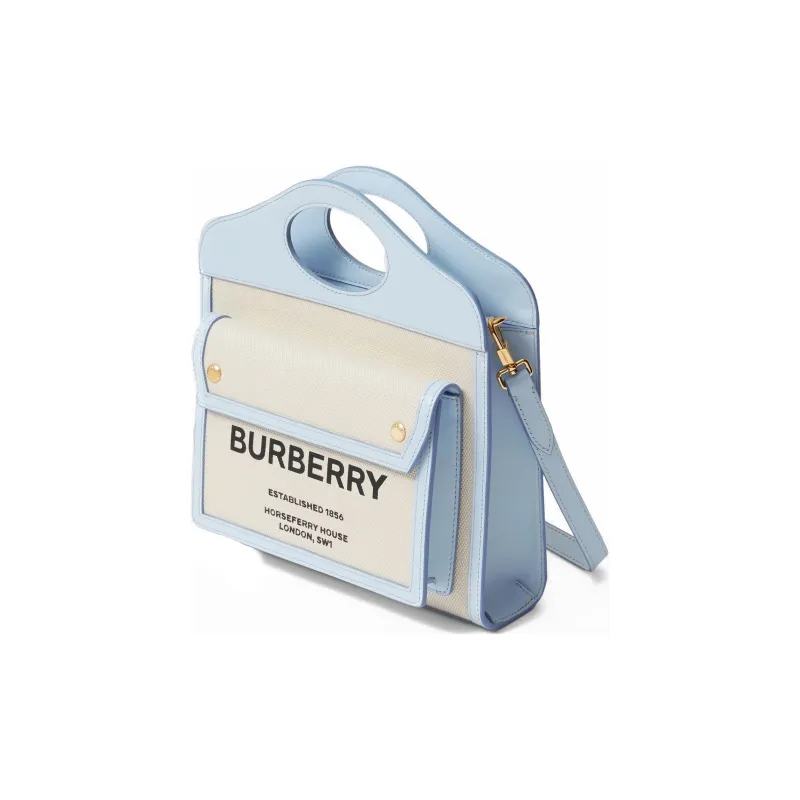 Burberry Horseferry Print Pocket Bag Mini White/Blue-5