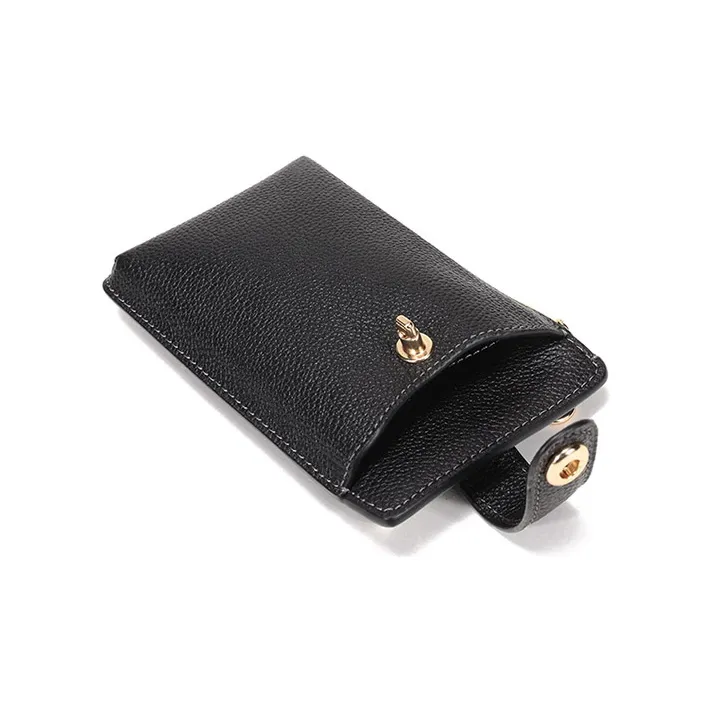COACH Turnlock Leather Cell Phone Pouch Crossbody Bags Women's Black-5