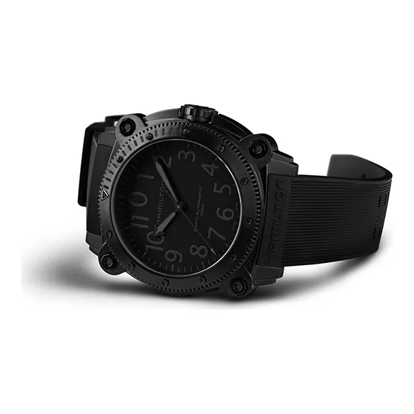 HAMILTON Automatic Mechanical Movement Men's Watches Watch 46 Black Dial Titanium Watch Case Rubber Strap-1