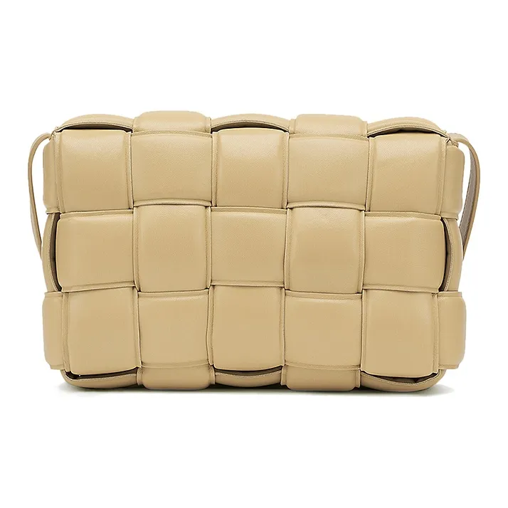 Bottega Veneta Padded Intreccio Cassette Crossbody Bag Porridge-1