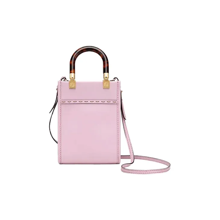 FENDI Sunshine Cow Leather Shoulder Bag, Crossbody Bag, Handbag Mini Women's Pink-2