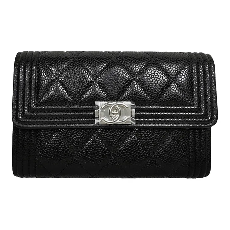 CHANEL Grain Caviar Calfskin Clutch Women's Black-0