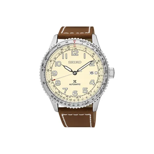 SEIKO Prospe Automatic Mechanical Movement Genuine Leather Strap Watch Men's Watches Yellow Watch Dial