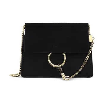 Chloe Cow Leather Chain Bag, Crossbody Bag, Shoulder Bag Women's Black