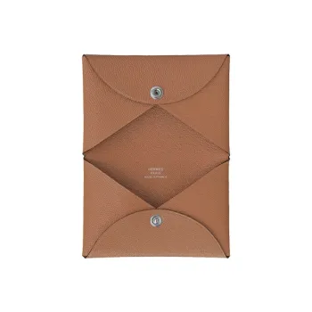 HERMES Sheepskin Card Holder Card Holder Regular Women's Kraft Paper Color