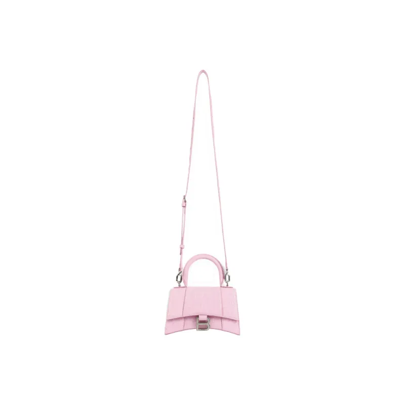 Balenciaga Cow Leather Hourglass Bag Shoulder Bag Crossbody Bag Handbag Mini Women's Pink-4