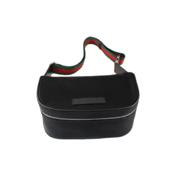 GUCCI Leather Canvas With Leather Canvas Bag, Sling Bag, Shoulder Bag, Crossbody Bag, Fanny Pack Unisex Black