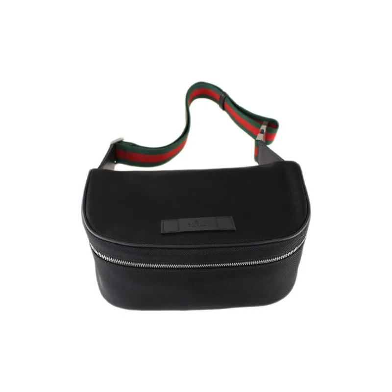 GUCCI Leather Canvas With Leather Canvas Bag, Sling Bag, Shoulder Bag, Crossbody Bag, Fanny Pack Unisex Black-0