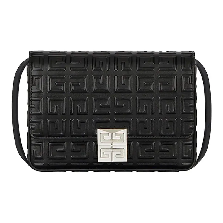 GIVENCHY 4G Cow Leather Patchwork Shoulder Bag Crossbody Bag Medium Size Women's Black-0