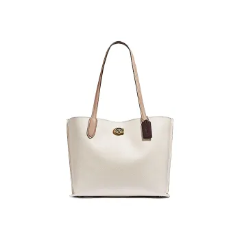 COACH Willow Leather Tote Bag, Shopping Bag, Portable Crossbody Bag, Shoulder Bag Women's White