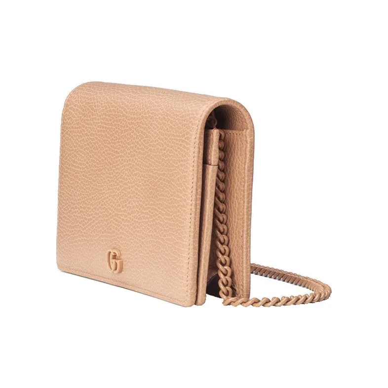 GUCCI Marmont Leather Wallet, Shoulder Bag, Crossbody Bag Women's Rose Beige/Milk Tea-1