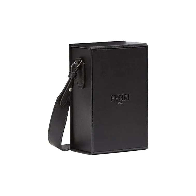FENDI Leather Box Bag Cell Phone Pouch Crossbody Bag Shoulder Bag Men's Black-1