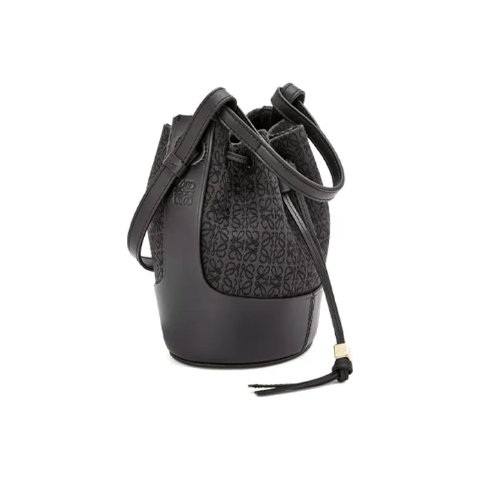 LOEWE Balloon Jacquard Fabric With Cow Leather Portable Crossbody Bag Shoulder Bag Women's Black-1