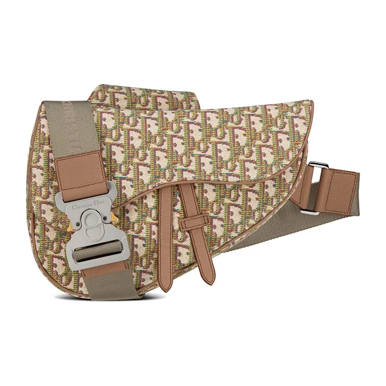 DIOR Saddle Embroidery Fanny Pack Sling Bag Saddle Bag Shoulder Bag Crossbody Bag Men's Khaki-0