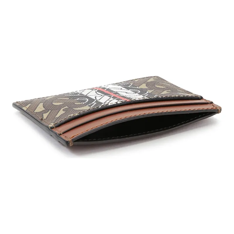 Burberry Leather Card Clip Card Sleeve Money Clip Card Holder Unisex Brown-3