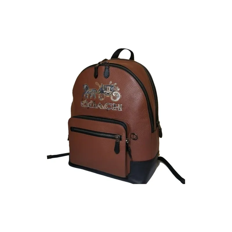 COACH West Leather Backpack Large Size Men's Brown Black-1