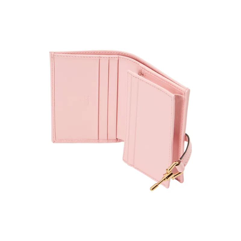 GUCCI Jackie 1961 Ostrich Leather Clutch Wallets Card Holders Small Size Women's Pink-5