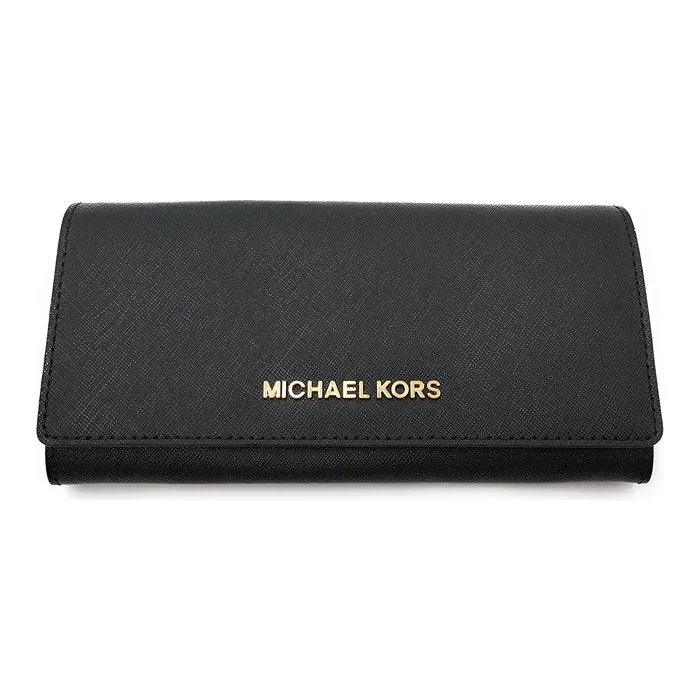 MICHAEL KORS Jet Set Travel Leather Clutch Wallet Women's Black-0