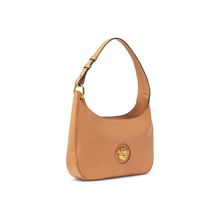 VERSACE La Medusa Cow Leather Shoulder Bag Women's Camel-2