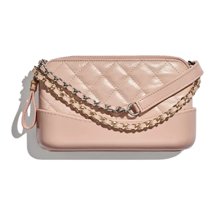 CHANEL Gabrielle Calfskin Shoulder Bag, Crossbody Bag Mini Women's Light Pink Red/Gold/Silver-0
