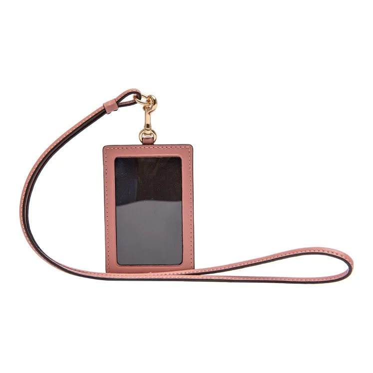 COACH Lanyard Canvas Card Holder Regular Women's Brown Pink-1