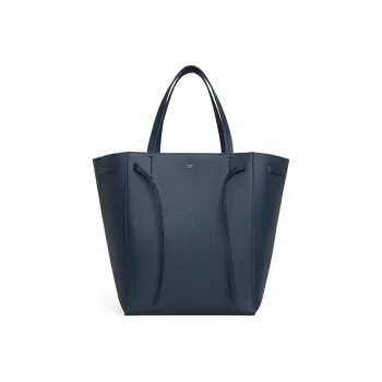 CELINE Grained Cow Leather Tote Shoulder Handbag Medium Size Women's Marine Blue