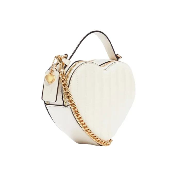 COACH Heart Sheepskin Handbag Crossbody Bag Shoulder Bag Small Size Women's White-1
