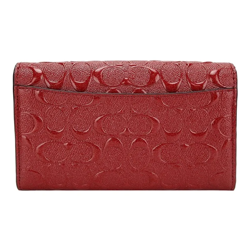 COACH Patent Leather PVC Chain Bag, Shoulder Bag, Crossbody Bag Trumpets Women's Burgundy-2