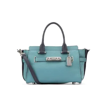 COACH Swagger Leather Handbag Medium Size Women's Blue