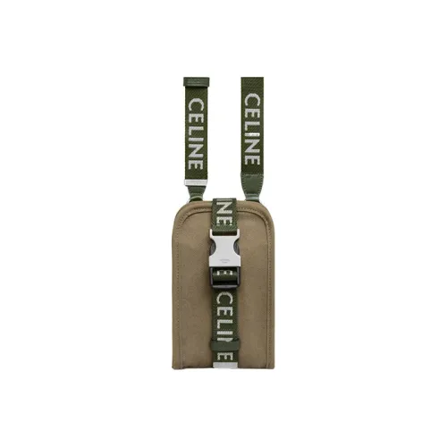 CELINE Polyamide Cell Phone Pouch Unisex Khaki Green