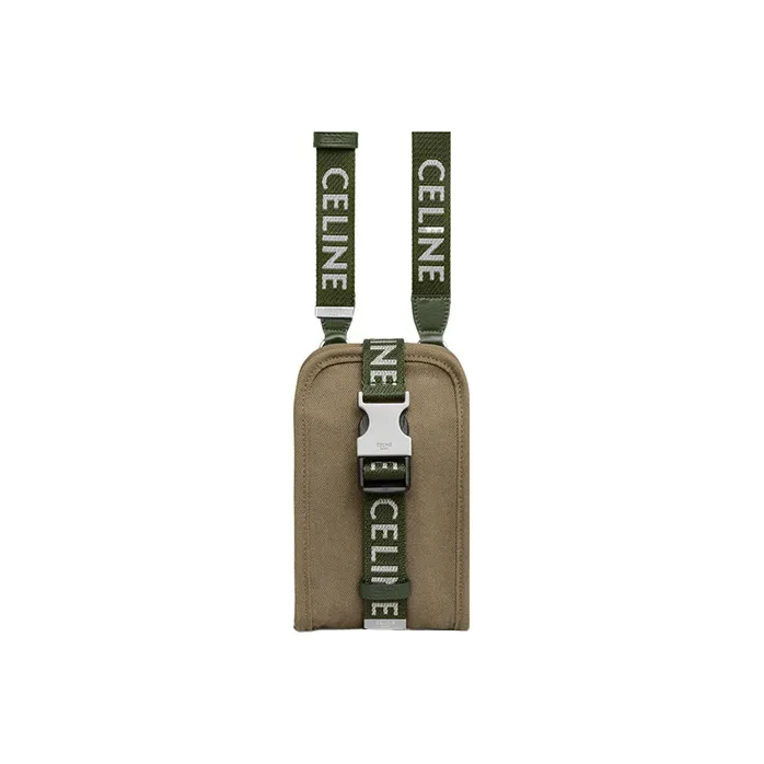 CELINE Polyamide Cell Phone Pouch Unisex Khaki Green-0