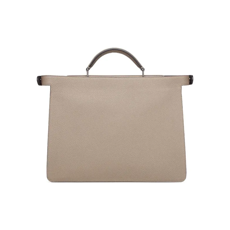 FENDI Peekaboo ISeeU Leather Tote, Shoulder Bag, Crossbody Bag, Handbag Medium Size Men's Beige-3