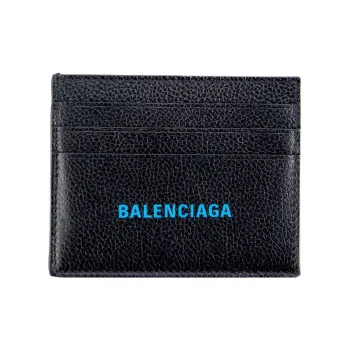 Balenciaga Grain Calfskin Wallet, Card Holder Men's Black