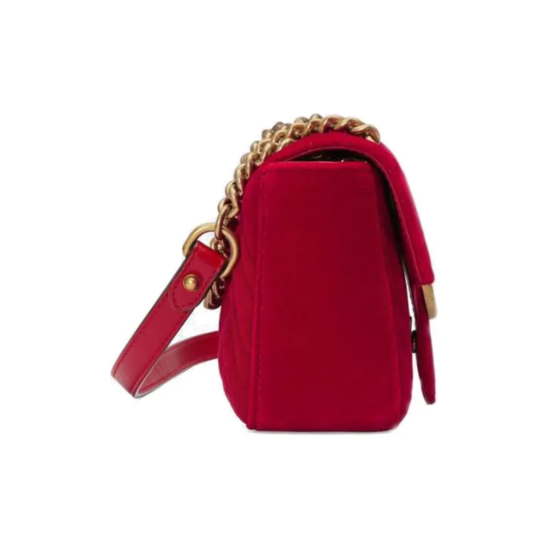 GUCCI GG Marmont Quilted Velvet Crossbody Bag Shoulder Bag Women's Red-2