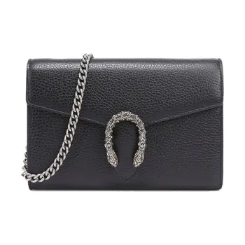 GUCCI Dionysus Leather Wallet Crossbody Bag Shoulder Bag Women's Black