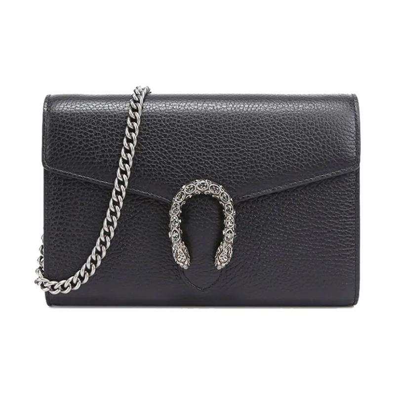GUCCI Dionysus Leather Wallet Crossbody Bag Shoulder Bag Women's Black-0